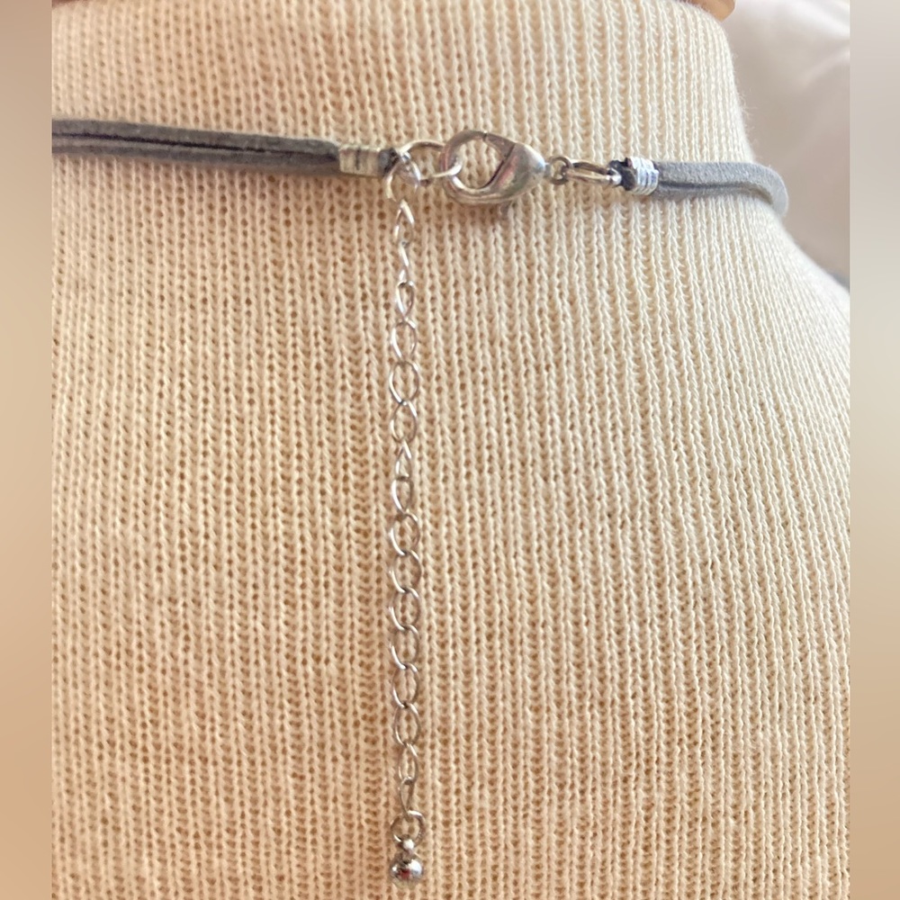 Boho Style Statement Necklace Silver, Gray, Cream… - image 5